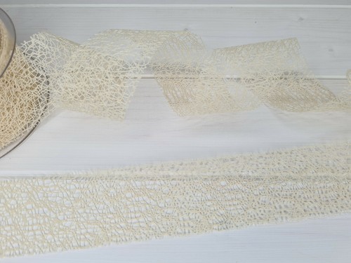 38 mm Sackleinen DEKO WEB Spitzennetz Jute Netz Borte Band viele Farben Schnitt pro 1 mtr - Bild 15 von 26