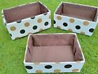 Black & Brown Brightly Spotted Cotton Covered Open Storage Boxes Bundle Set of 3