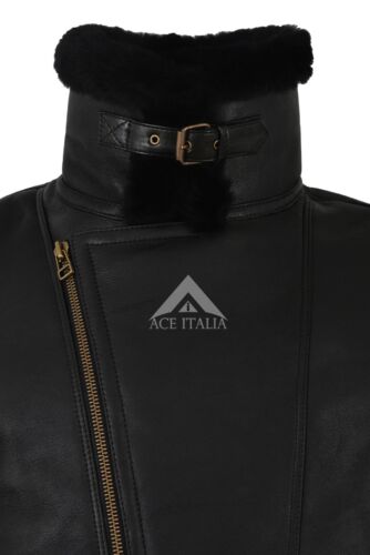 Herren B3 echtes Shearling Lammfell RAF fliegendes schwarz/schwarzes Fell 2. Weltkrieg Jacke NV-49 - Bild 8 von 9