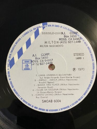Milton Nascimento - Milton - 1970 EMI Brazil SMOAB-6004 LP Vinyl Record - NM- - Picture 5 of 5