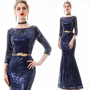 Chic Elegant Ladies Short Sleeve Shiny Sequins Fishtail Dresses Party Prom Dress Chic Elegant Ladies Short Sleeve Shiny Sequins Fishtail Dresses Party Prom Dress