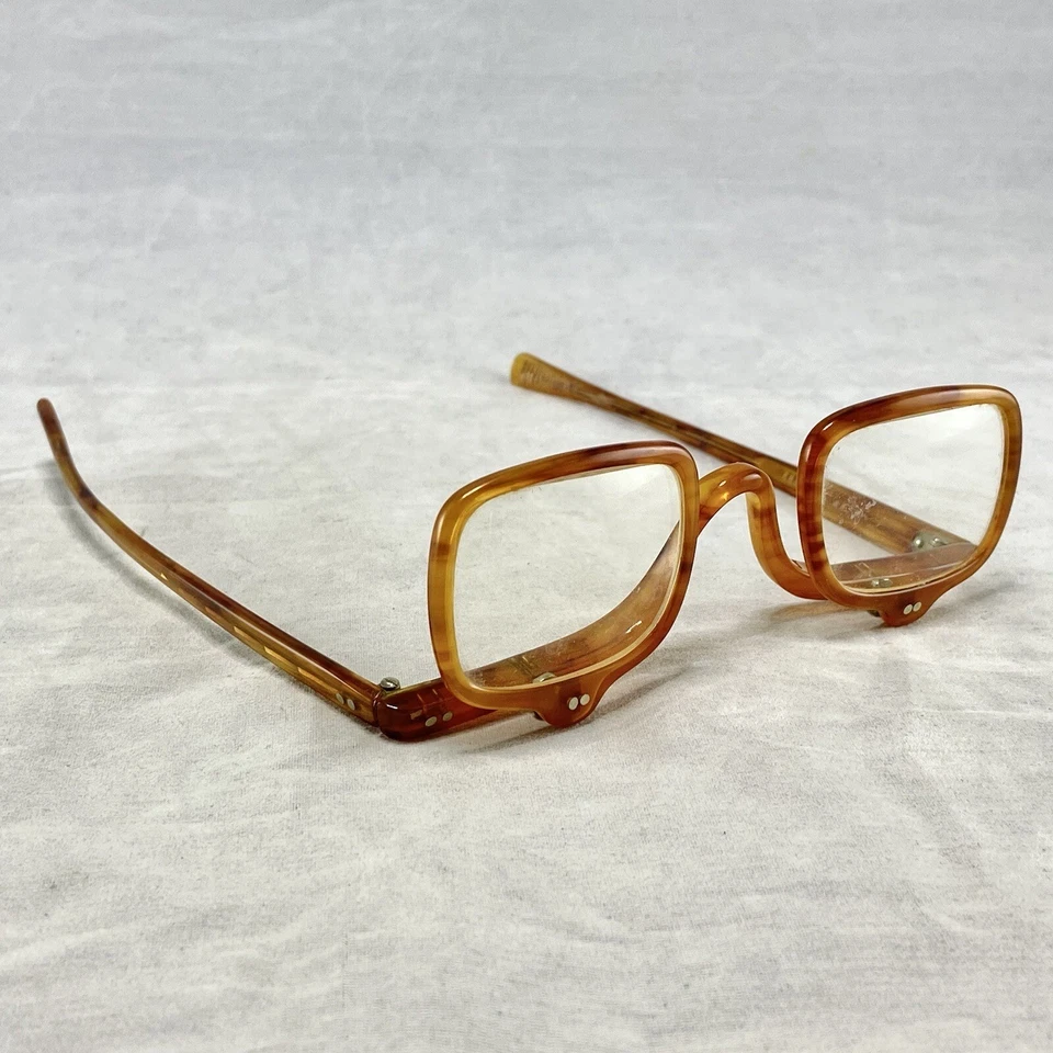 Gafas de maquillaje Ropco vintage Italia marrón claro caparazón de tortuga lentes abatibles Foto 2 de 4