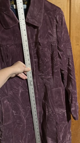 Boden Velvet Jacket Trench Coat Size No Tag Pocket Purple Excellent - Picture 4 of 7