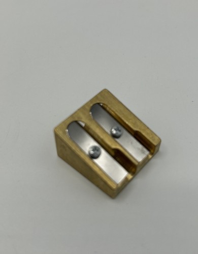 DUX #4109 Brass Double Hole Wedge Pencil Sharpener - Picture 2 of 4