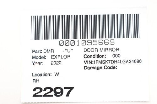 2020- 2025 FORD EXPLORER FRONT RIGHT DOOR MIRROR GRLASS OEM LB5B17682BH BLACK_UM - Foto 13 di 13