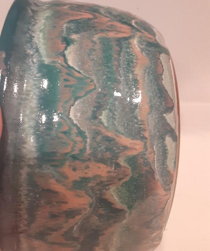 Vintage Amy Green Artist Signed Pottery Bowl 8" Drip Glaze - Picture 6 of 8