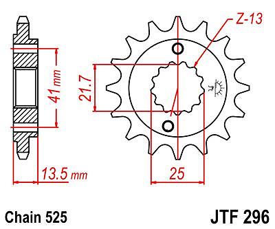 JT- Heavy Duty Sprocket JTF296 16t fits Honda VT600 C Shadow 90-98 - Picture 2 of 3