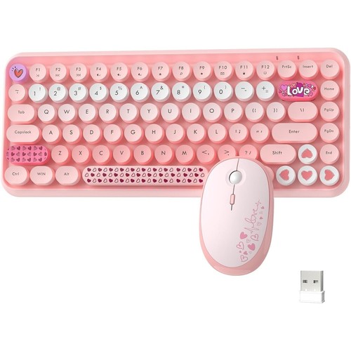 AJAZZ 308I 2.4G Wireless Retro Cute Round Keyboard&Mouse Set,Gradient,Quiet,Slim - Picture 13 of 42