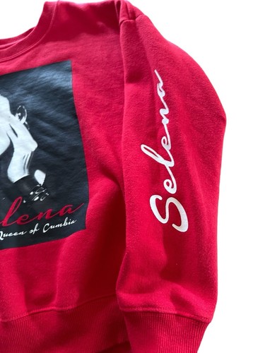 Vintage Selena Quintanilla Latin Music 90s Red Sweat Shirt Queen Cumbia Kids M - Picture 3 of 9