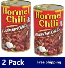 HORMEL Chunky Beef Chili with Beans, No Artificial Ingredients, 15 Oz -Pack of 2