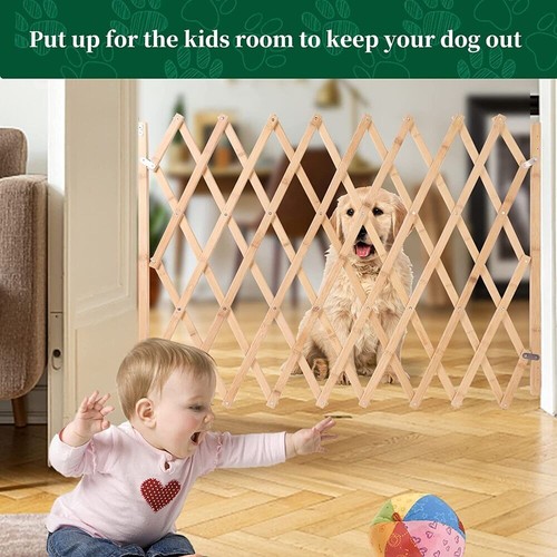 Wooden Freestanding Foldable Pet Gate Isolation Accordion Dog Fence Expandable - Picture 7 of 14