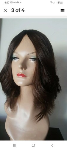 100% HUMAN HAIR WIG BROWN OMBRE SILK TOP ALL HAND TIED CARAMEL HIGHLIGHTS - Picture 8 of 8