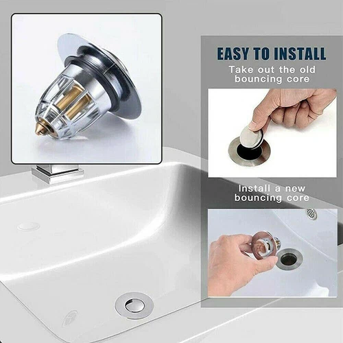 Universal Pop Up Drain Filter Wash Basin Core Bounce Bathroom Sink Plug Stopper - Picture 5 of 13