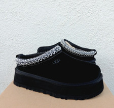 UGG TAZZ BLACK SUEDE PLATFORM COMFORT SLIPPERS SHOES, WOMEN US 11/ EUR 42 NEW