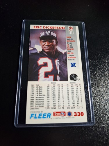1993 FLEER GAMEDAY FOOTBALL #330 ERIC DICKERSON ATLANTA FALCONS HOF NRMT-MT - Foto 2 di 2