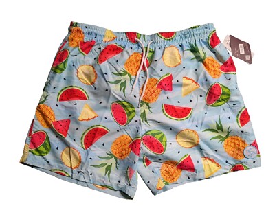 UZZI Men's Active Quick Dry Short Swim Trunks Pineapple and Watermelon, XXL