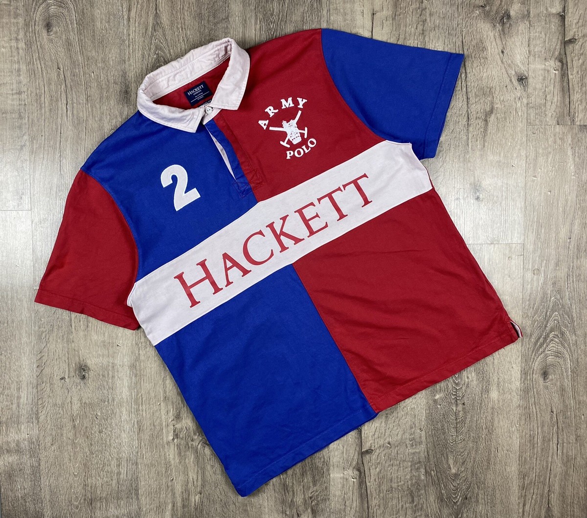 Mens Vintage Hackett London Army Polo Big Logo shirt size XXL