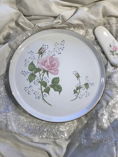 Tea Rose 11-1/4” Pie Plate W/ Server Jay Import Co New In Box - Picture 5 of 12
