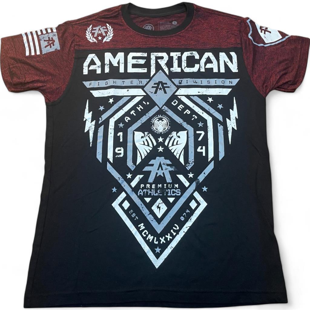 New Men's American Fighter Premium Athletic MMA Black/Red T-Shirt