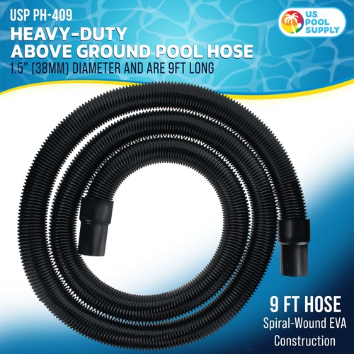 9 Foot Heavy-Duty Above Ground Pool Hose, 1.5" - Black Filter Connecting Hose - Picture 2 of 5