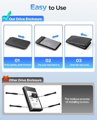 Box für HD 2.5 Zoll USB 3.0 für HDD SSD Bis 4TB Schwarz ORICO - Bild 5 von 10