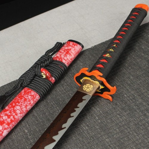 Folded Steel Red Razor Sharp Blade Japanese Katanas Handmade Full Tang Swords - Picture 6 of 12