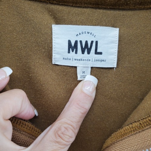 MADEWELL MWL Jacket Womens Medium Velour Quarter Zip Cropped Golden Brown - Picture 3 of 10