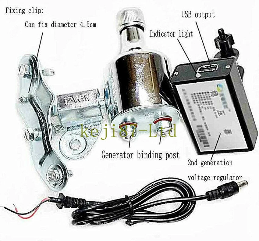 1 Set Generator Bicycle Bike Dynamo W/USB & Stabilizer for Cellphone Charger New - Image 2 of 4