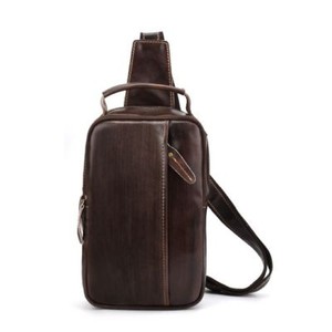 Men/'s Retro Genuine Cow Leather Chest Bag Shoulder Bag Travel Bag Purse Coffee