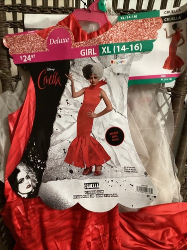 Disney Cruella De Vil Movie Red Dress Halloween Costume Girls XLarge 14-16 - Picture 2 of 4
