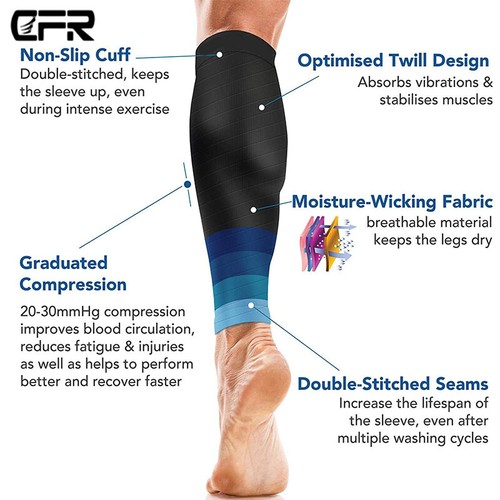 Pair Calf Sleeve Leg Support Brace 15-20mmHg Compression Socks Men Women Running - Picture 6 of 22