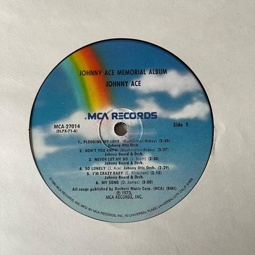 JOHHNY ACE - MEMORIAL ALBUM - MCA RECORDS VINTAGE VINYL LATE NITE BARGAIN! - Picture 3 of 3
