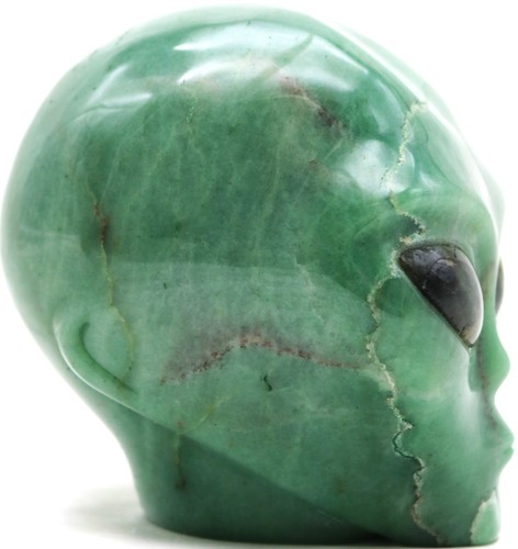 PRECIOSA XL Escultura Verde Aventurina CABEZA ALIENÍGENA con Ojos Gema LABRADORITA - Imagen 5 de 6