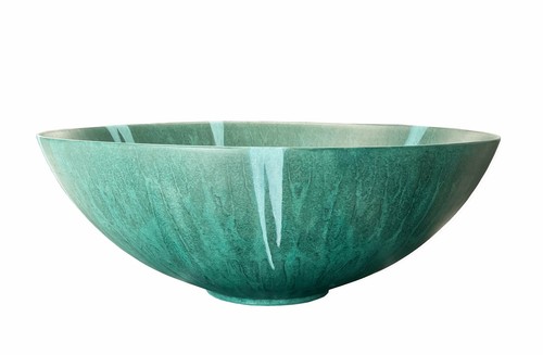 Blue aqua oxide hand painted bathroom vessel sink. - Foto 2 di 5