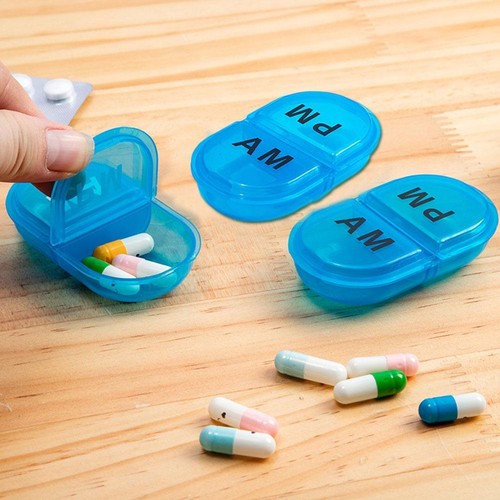 Daily Waterproof Pill Organizer Portable Pill Box Pill Container Daily AM&PM Box - Picture 5 of 8