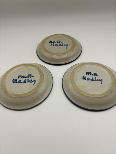 Set Of 3 Vintage M.A. Hadley Pottery Trinket Dish/Coasters - Picture 5 of 8