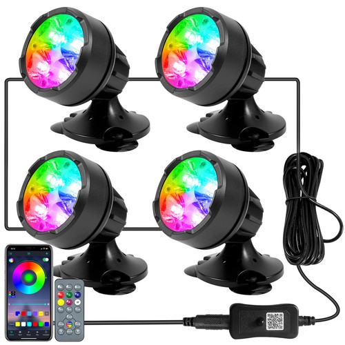 Remote Garden Fountain Lights Underwater Pond Spot Lights Pool RGB Aquarium Lamp - Picture 11 of 18