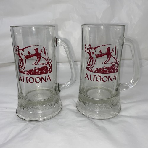 Bicchiere birra vintage Altoona vetro Stein ghepardo leopardo bicchiere birra set di 2 - Foto 1 di 11