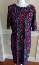 NWT Jude Connally Monique Snakeskin Pattern Magenta Dress Medium $228