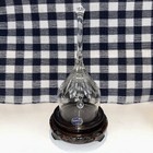 Vintage Hand Cut Lead Crystal Bell Bohemian Glass Czech 6 3/4 in With Wood Stand