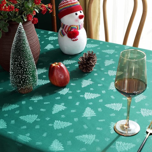 Christmas Tablecloth Rectangle Jacquard Table Cloth Spillproof and Wrinkle Re... - Picture 5 of 7