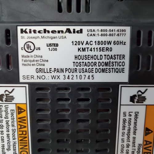 KitchenAid Model KMT4115ER0 4 Slice Stainless Steel Bread Toaster Red  - Picture 7 of 7