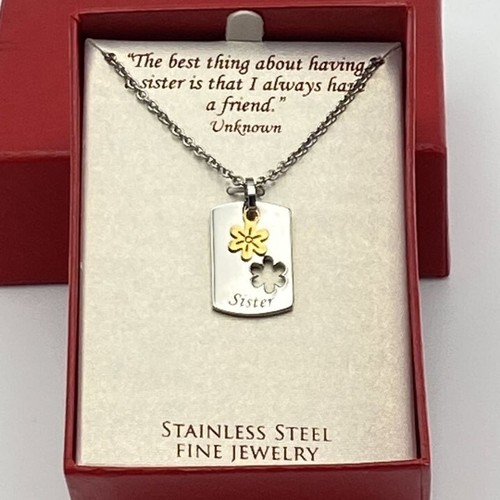Sister Necklace Flower Birthday Mother's Day Gift Stainless Steel NEW IN BOX - Picture 10 of 10