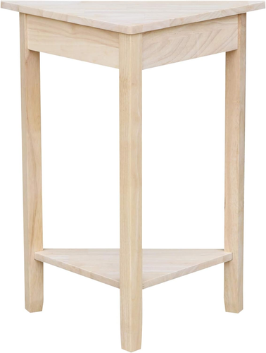 Corner Accent Table Solid Real Wood, Sturdy Parawood, 19.7" W X 9.9" D X 24" H, - Picture 9 of 11