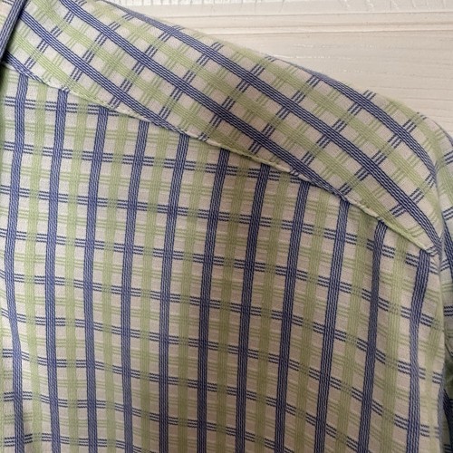 English Laundry Blue White Green Dress Shirt 16 1/2 34 - 35 Embroidered Logo - Picture 4 of 22