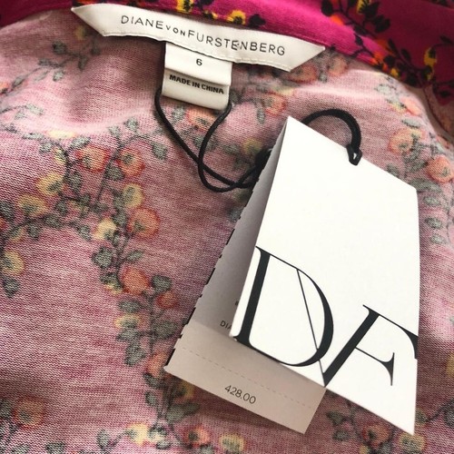 NUEVO Vestido Diane von Furstenberg Mezcla de Seda Talla 6 $428 Nuevo con Etiquetas Rosa Enrejado - Imagen 12 de 15