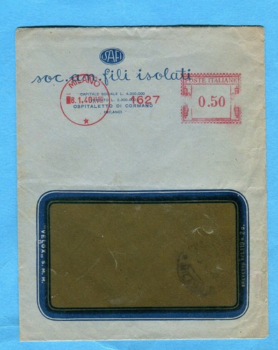 AM ROSSE -1940 MILANO - n.1627 c.50 su lettera  SOC.AN.FILI ISOLANTI (234001) - Picture 1 of 2