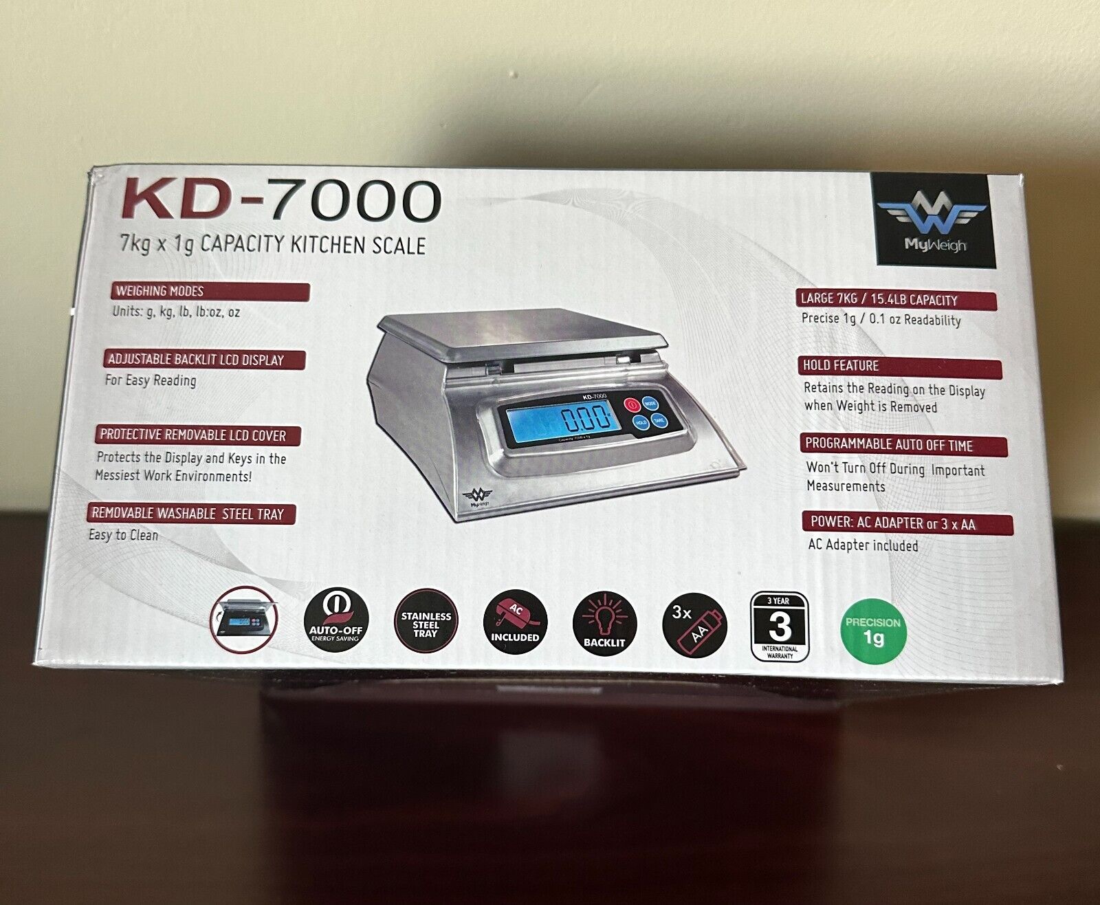 My Weigh KD-7000 Kitchen and Craft Digital Scale Silver + My Weigh AC