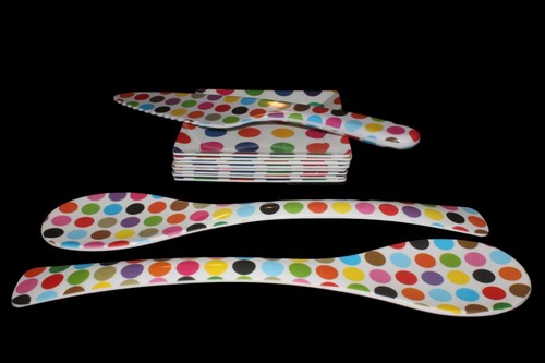 Eight Plastic Cake Plates Colorful Polka Dots Snacks Desserts with Servers - Picture 3 of 5