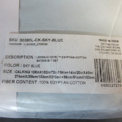 Juego de sábanas de satén de algodón egipcio Legends Hotel - 600TC - azul cielo, Cal King - Imagen 2 de 4